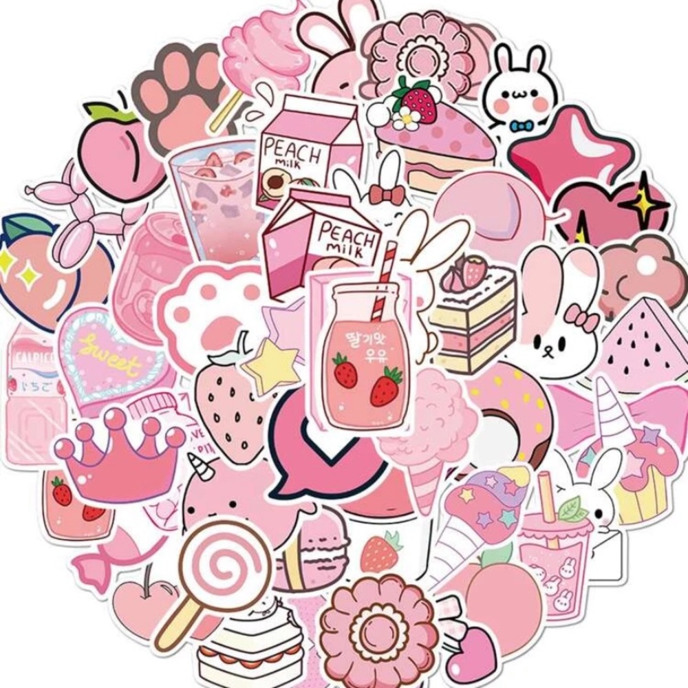 Pink 50 Pieces Cute Sticker Bundle - Picture 15 of 16